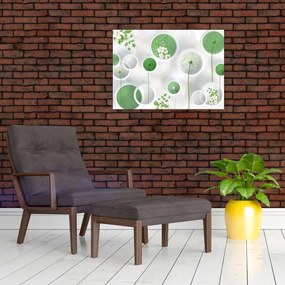 Obraz - Kwiaty w kółkach (70x50 cm)