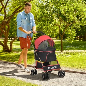 Outsunny Wózek dla Psa i Kota 2w1 Składany 1 Koszyk 1 Torba Czerwony | Aosom PL