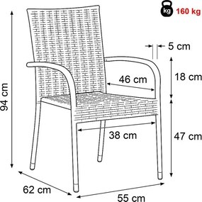 Autronic Krzesło ogrodowe, metal, polyratan, czarny, A ZC-S2113 BK