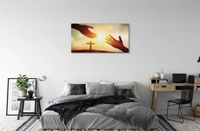 Fotoobraz na płótnie Dwie Dłonie przed Krzyżem