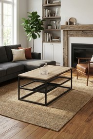 Prostokątny stolik kawowy w stylu industrialnym dąb sonoma + czarny B1-A55