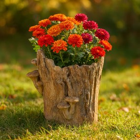 Opakowanie betonowe - pień z grzybami, 19 x 17 x16 cm, 19 cm