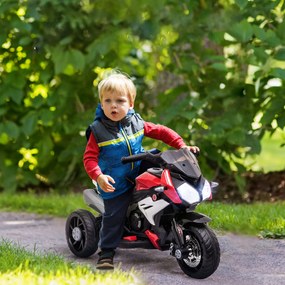 HOMCOM Elektryczny motocykl dla dzieci, ze światłami i dźwiękami, 3 km/h, ładowalny, Plastik/Metal, Czarny/Czerwony