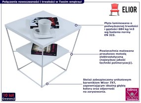 Biały kwadratowy stolik kawowy z półką - Arakin 5X