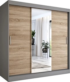 Szafa przesuwna antracyt + dąb sonoma 200 cm D3-H15