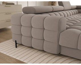 Jasnobrązowy aksamitny rozkładany narożnik (prawostronny/w kształcie litery U) Feraria – ELTAP