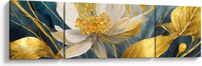 Obraz - Malowanie złotych kwiatów (170x50 cm)