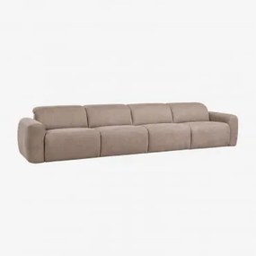 Sofa 5-osobowy Rozkładany I Elektryczny Tapicerowany Peggy Szenila Brąz Pszeniczny - Sklum