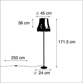 Lampa stojąca retro czarna z abażurem w stylu babci w kolorze różowym 45 cm - Simplo