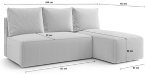 Biała sofa narożna z pojemnikiem S0-B04