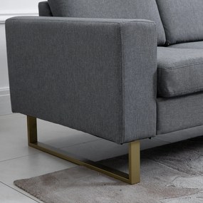 Homcom sofa 3-osobowa tapicerowana meble do siedzenia podłokietniki len ciemnoszary 200 x 82 x 78 cm | Aosom PL