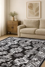 Czarny wzorzysty dywan w stylu retro G8-F23