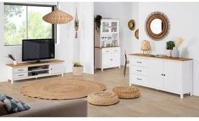 Biała szafka pod TV z litego drewna sosnowego 158x47 cm Miranda – Marckeric