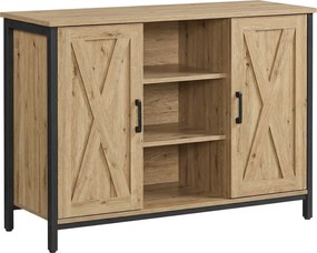 Komoda loftowa dwudrzwiowa z półkami 100 cm Faro 015, dąb Artisan
