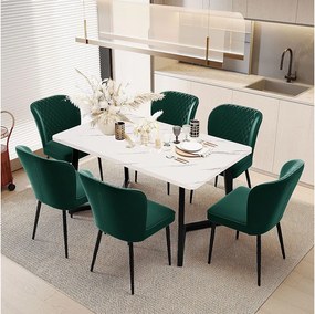 Krzesło do jadalni z aksamitu, metalowe nogi – zielony