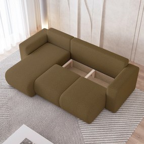 Masseno Narożnik RINOVA z funkcją spania i pojemnikiem na pościel Narozniki L, Rozkładana sofa - Miodowy, QUELLE 17