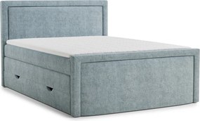 Jasnoniebieskie łóżko kontynentalne ze schowkiem 200x200 cm Fresco – Maison de Rêve