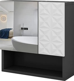 Szafka z lustrem w łazience czarny 54x17x55 edge