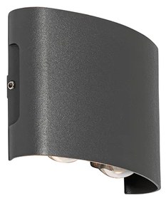 Zewnetrzna Lampa ścienna zewnętrzna ciemnoszara zintegrowana LED 4-punktowa IP54 - Silly Nowoczesny Oswietlenie zewnetrzne