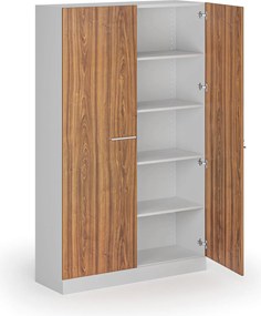 Metalowa szafa z drewnianymi drzwiami, demontowana, 1950 x 1200 x 500 mm, orzech