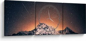 Obraz nocnego nieba z górą (z zegarem) (90x30 cm)