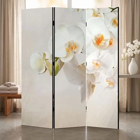 Parawan pokojowy 3-częściowy 135x172 Jednostronny dekoracyjny elegancki romantyczny Kremowy Białe Orchidee Spa