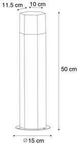 Zewnetrzna Stojąca lampa ogrodowa czarna z kloszem dymionym sześciokątnym 50 cm - Dania Nowoczesny Oswietlenie zewnetrzne