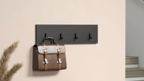 Prosty wieszak ścienny z 4 haczykami do przedpokoju grafit W8-Z94