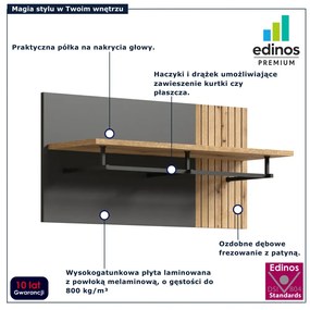 Wieszak z półką do przedpokoju grafit + dąb evok Z6-A27