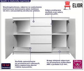 Biała komoda z szufladami i drzwiczkami Texti 4X