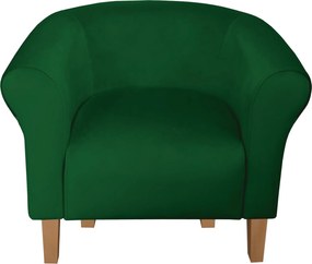 Fotel Milo tkanina Welur wygodny fotel tapicerowany do salonu i sypialni : Kolor nogi - Drewno, Kolor tkaniny - VELVET - MG25, Wysokość nogi - 15 cm