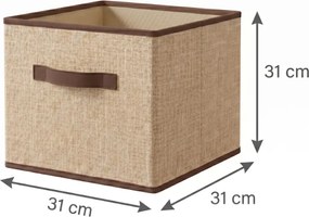 Organizer Tekstylny Brązowy Pudełko kosz 31x31x31 cm do Szafy Garderoby