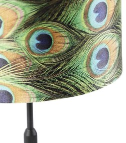 Lampa stołowa regulowana czarna klosz welurowy pawie oczka 25cm - Parte klasyczny/Antyczny Oswietlenie wewnetrzne