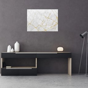Obraz - Biało - złoty marmur (70x50 cm)