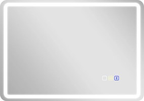 HOMCOM Lustro łazienkowe z oświetleniem LED, matą przeciwmgłową, 3 regulowanymi kolorami, 700 x 900 mm, Kolor srebrny