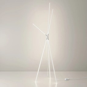 Lampa stojąca LED Sculptural, trójnóg z białego aluminium, 36W, regulacja barwy światła, wysokość 191,7 cm, szczelność IP20, nowoczesny design.