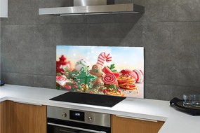 Panel szklany do Kuchni Pierniki i Bożonarodzeniowe Bombki