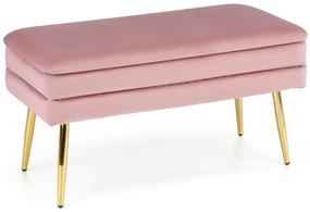 VELVA ławka różowy/złoty, glamour, z funkcją pojemnika, tkanina velvet
