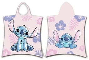 Jasnoróżowe bawełniane ponczo dziecięce Lilo and Stitch – Jerry Fabrics