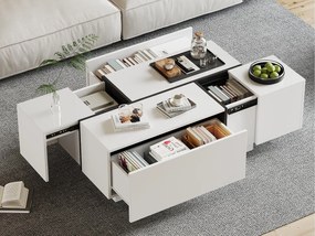 Nowoczesny stół kawowy 100x60x40cm - błyszczące wykończenie - z 4 szufladami - biały