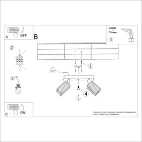 Plafon czteropunktowy KARBON 4 zielony oliwkowy kwadratowy SOLLUX  LIGHTING