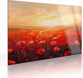 Obraz na szkle - Pole maków (70x50 cm)