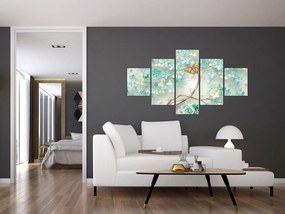 Obraz kwiata z motylami (125x70 cm)