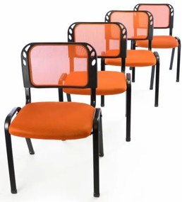 Zestaw 4 krzeseł kongresowych do ustawiania w stosy - pomara