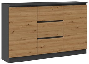 Komoda loft z szufladami i drzwiczkami antracyt + dąb artisan D0-K16