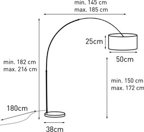 Lampa łukowa stalowa z zielonym mchu abażurem 50/50/25 - XXL