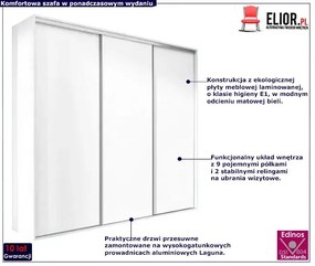 Biała przesuwna szafa 275 cm - Estori 5X