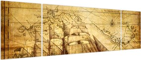 Obraz - Stara mapa (170x50 cm)
