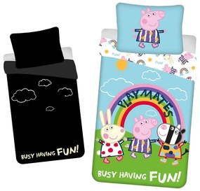 Bawełniana fluorescencyjna pościel dziecięca jednoosobowa 140x200 cm Peppa Pig – Jerry Fabrics