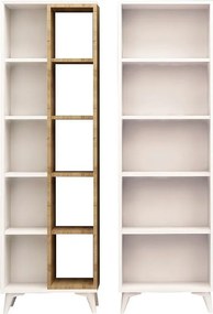 Nowoczesny regał na książki – 100 cm x 162 cm x 25 cm – dąb i biel – melamina